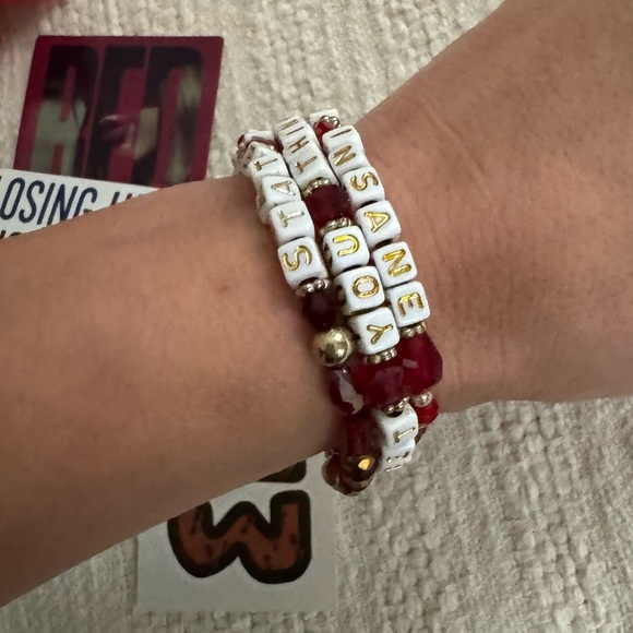 Red Taylor swift tiny letter bracelet set I bet you think about me confetti eras - Picture 4 of 8